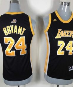 Lakers #24 Kobe Bryant Black With Gold NO. Women Fashion Stitched NBA Jersey