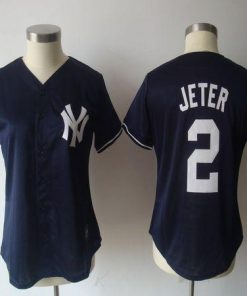 Yankees #2 Derek Jeter Navy Blue Women's Fashion Stitched MLB Jersey