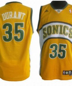 Thunder #35 Kevin Durant Yellow Seattle SuperSonics Style Stitched NBA Jersey