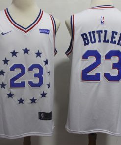 Men's Philadelphia 76ers #23 Jimmy Butler White 2018/19 Earned Edition Swingman Stitched NBA Jersey
