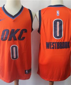 Men's Oklahoma City Thunder #0 Russell Westbrook Orange 2018/19 Earned Edition Swingman Stitched NBA Jersey