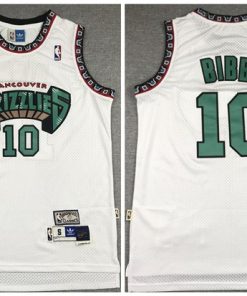 Men's Memphis Grizzlies #10 Mike Bibby White Throwback Stitched NBA Jersey