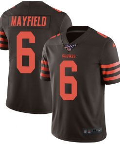 Men's Browns 100th #6 Baker Mayfield Brown Color Rush Limited Stitched NFL Jersey