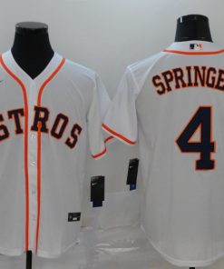 Men's Houston Astros #4 George Springer White Cool Base Stitched MLB Jersey