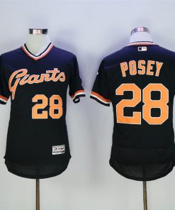 Men's San Francisco Giants #28 Buster Posey Black Throwback Flexbase Stitched MLB Jersey