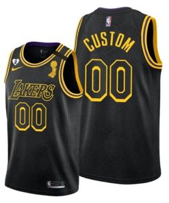 Men's Los Angeles Lakers 2020 Customized Black NBA Finals Champions With Gigi Patch Stitched Jersey
