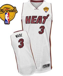 Heat Finals Patch #3 Dwyane Wade Revolution 30 White Stitched NBA Jersey