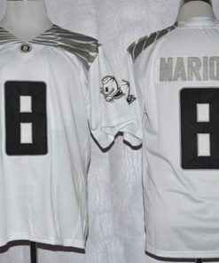 Ducks #8 Marcus Mariota White Diamond Quest Stitched NCAA Jersey