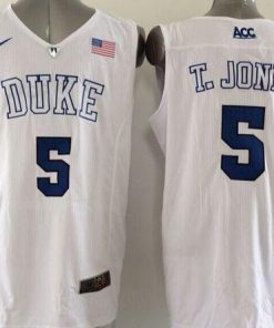 Blue Devils #5 Tyus Jones White Basketball Elite Stitched NCAA Jersey
