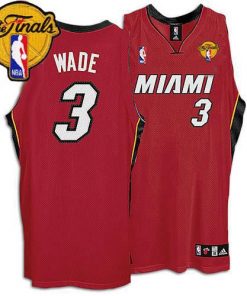Heat Finals Patch #3 Dwyane Wade Red Stitched NBA Jersey