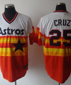 Mitchell and Ness Astros #25 Jose Cruz White/Orange Stitched Throwback MLB Jersey