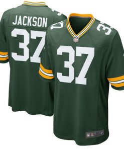 Men's Green Bay Packers #37 Josh Jackson Green 2018 NFL Draft Pick Game Jersey