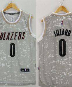 Blazers #0 Damian Lillard Grey City Light Stitched NBA Jersey