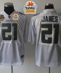 Ducks #21 LaMichael James White Tostitos Fiesta Bowl Stitched NCAA Jersey