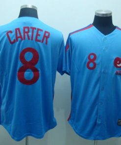 Mitchell and Ness Expos #8 Gary Carter Blue Stitched Throwback MLB Jersey