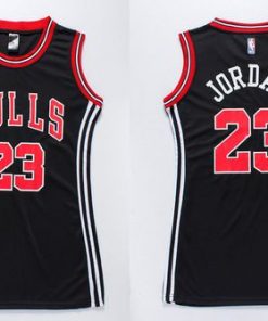 Bulls #23 Michael Jordan Black Women's Dress Stitched NBA Jersey