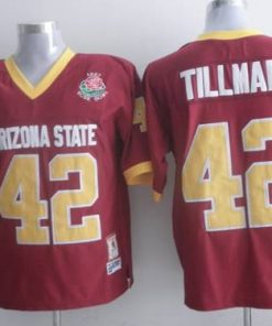 Sun Devils #42 Pat Tillman Red 1997 Rose Bowl Patch Stitched NCAA Jersey