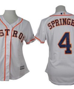 Astros #4 George Springer White Home Women's Stitched MLB Jersey