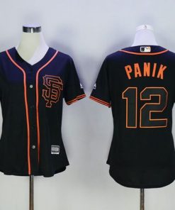Giants #12 Joe Panik Black Alternate Women's Stitched MLB Jersey