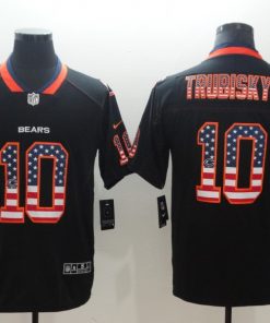 Men's Bears #10 Mitchell Trubisky Black USA Flag Color Rush Limited Fashion NFL Stitched Jersey