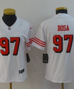 Women's NFL San Francisco 49ers #97 Nick Bosa New White Vapor Untouchable Limited Stitched Jersey
