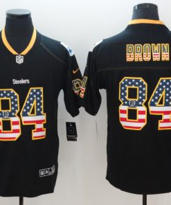 Men's Steelers #84 Antonio Brown 2018 Black USA Flag Color Rush Limited Fashion NFL Stitched Jersey