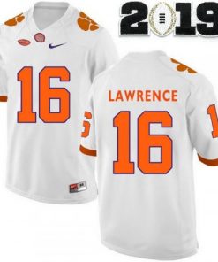 Men's Clemson Tigers #16 Trevor Lawrence White Stitched Football Jersey