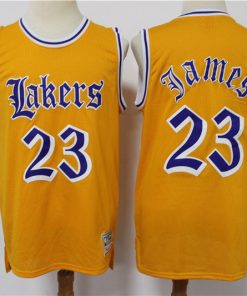 Men's Los Angeles Lakers #23 LeBron James Old English Faded Stitched Jersey