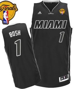 Revolution 30 Heat #1 Chris Bosh Black/White Finals Patch Stitched NBA Jersey