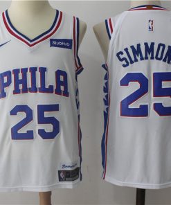 Men's Nike Philadelphia 76ers #25 Ben Simmons White Stitched NBA Jersey