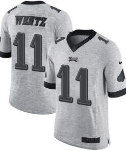 Nike Eagles #11 Carson Wentz Gray Men's Stitched NFL Limited Gridiron Gray II Jersey