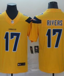 Men's Los Angeles Chargers #17 Philip Rivers 2019 Gold Inverted Legend Stitched NFL Jersey.
