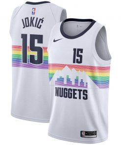 Men's Denver Nuggets White #15 Nikola Jokic Icon Edition Stitched NBA Jersey