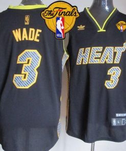 Heat #3 Dwyane Wade Black Electricity Fashion Finals Patch Stitched NBA Jersey