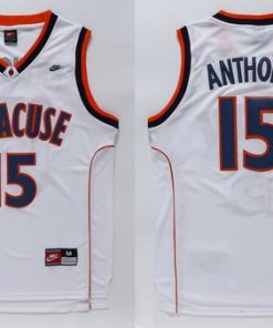 Orange #15 Carmelo Anthnoy White Basketball Stitched NCAA Jersey