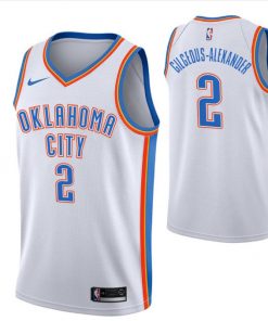 Men's Oklahoma City Thunder White #2  Shai Gilgeous-Alexander Stitched NBA Jersey