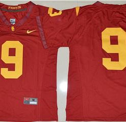Trojans #9 JuJu Smith-Schuster Red PAC-12 C Patch Stitched NCAA Jersey