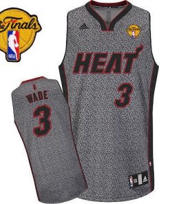 Heat #3 Dwyane Wade Grey Static Fashion Finals Patch Stitched NBA Jersey
