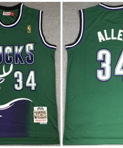 Men's Milwaukee Bucks Green #34 Ray Allen 1996-1997 Throwback Stitched NBA Jersey