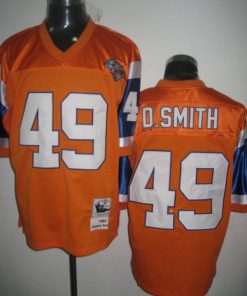 Mitchel & Ness Broncos #49 Dennis Smith Orange Stitched Throwback NFL Jersey