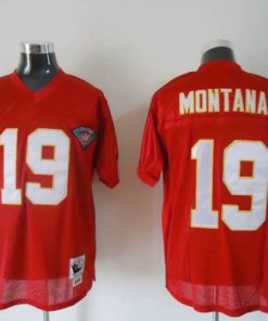 Mitchell & Ness Chiefs #19 Joe Montana Red 75th Anniversary Throwback Stitched NFL Jersey