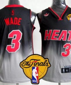 Heat #3 Dwyane Wade Black/Grey Fadeaway Fashion Finals Patch Stitched NBA Jersey