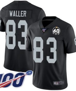 Men's Oakland Raiders #83 Darren Waller Black 100th Season With 60 Patch Vapor Limited Stitched NFL Jersey