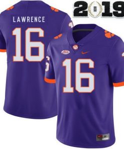 Men's Clemson Tigers #16 Trevor Lawrence Purple Stitched Football Jersey