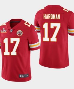 Men's Kansas City Chiefs #17 Mecole Hardman Red 2021 Super Bowl LV Stitched NFL Jersey