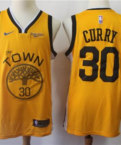 Men's Golden State Warriors #30 Stephen Curry Yellow 2018/19 Earned Edition Swingman Stitched NBA Jersey