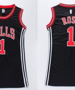 Bulls #1 Derrick Rose Black Women's Dress Stitched NBA Jersey