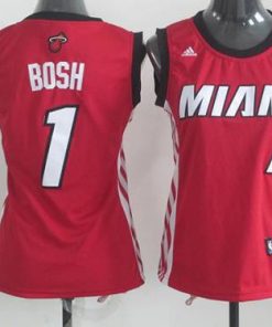 Heat #1 Chris Bosh Red Women's Alternate Stitched NBA Jersey