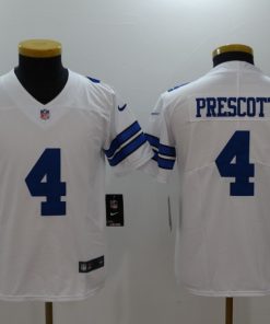 Youth Dallas Cowboys #4 Dak Prescott White Vapor Untouchable Limited Stitched NFL Jersey