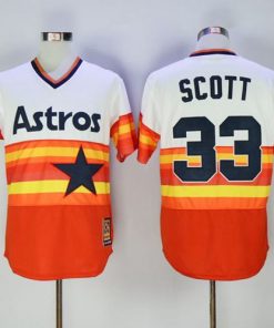 Astros #33 Mike Scott White/Orange 1980 Turn Back The Clock Stitched MLB Jersey